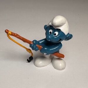 ✨ 3 for $45 DEAL! ✨ Vintage Fishing Smurf Figure – Bully – West Germany – © Peyo